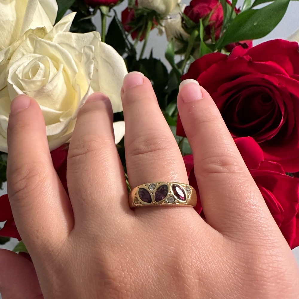 Gold Plated Amythest Zirconia Ring